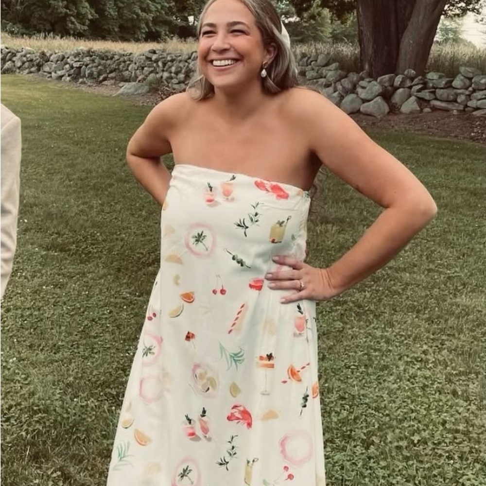 Strapless white summer maxi dress NWT